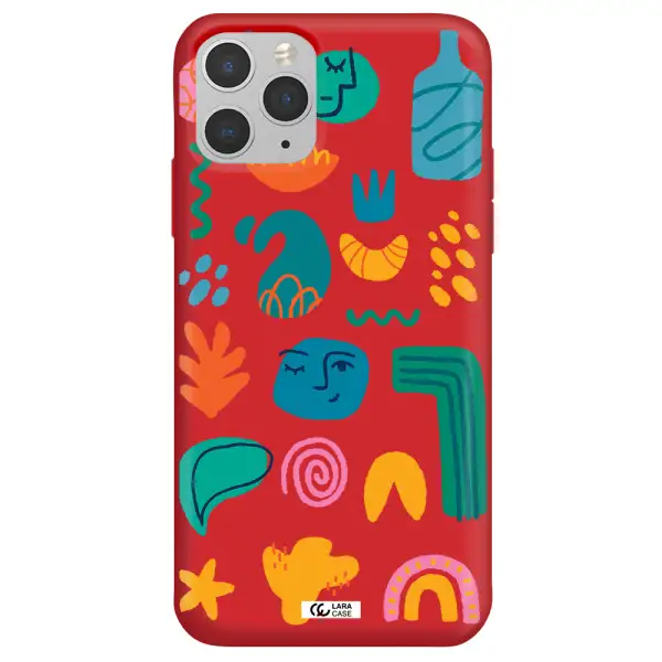 a collection of colorful shapes Apple iPhone 11 pro max Silicone Imperial Red Case