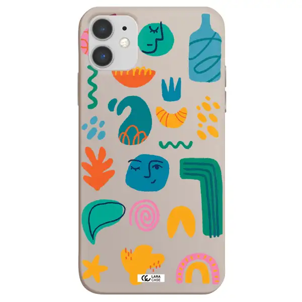 a collection of colorful shapes Apple iPhone 11 Silicone Stone Case