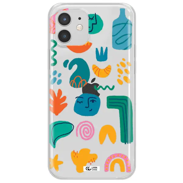 a collection of colorful shapes Apple iPhone 12 Clear TPU Case