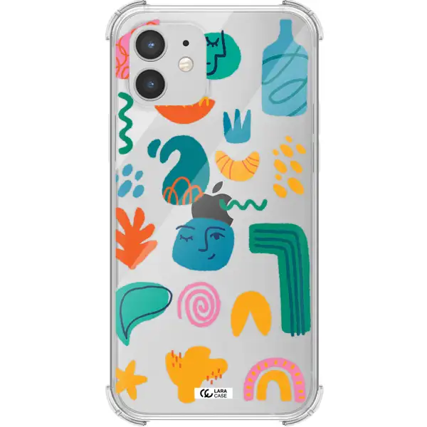 a collection of colorful shapes Apple iPhone 12 mini Clear PC Case