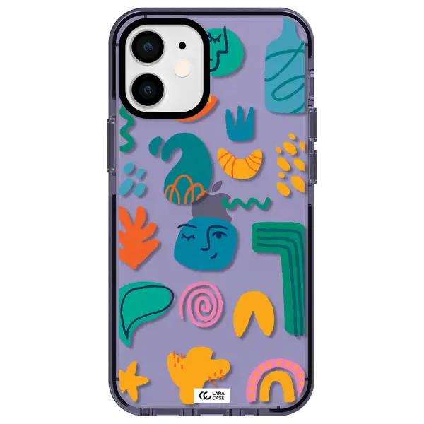a collection of colorful shapes Apple iPhone 12 mini impact Lilac Case