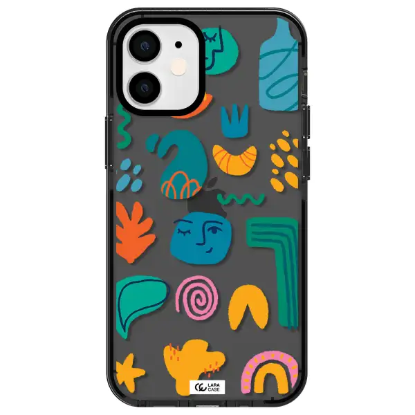 a collection of colorful shapes Apple iPhone 12 mini impact Smoke Black Case