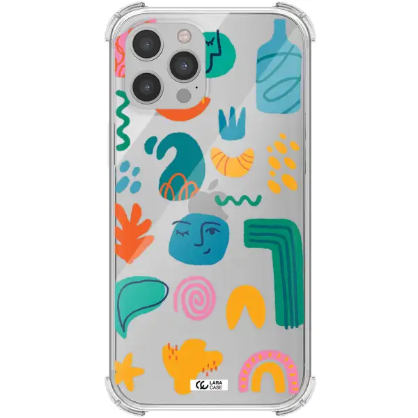 a collection of colorful shapes Apple iPhone 12 pro Clear PC Case