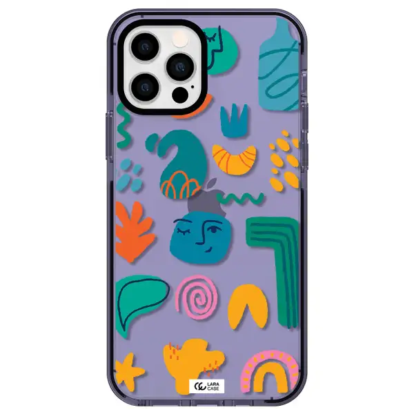 a collection of colorful shapes Apple iPhone 12 pro impact Lilac Case