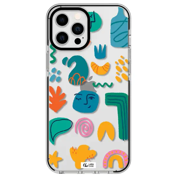 a collection of colorful shapes Apple iPhone 12 pro max impact black border Case