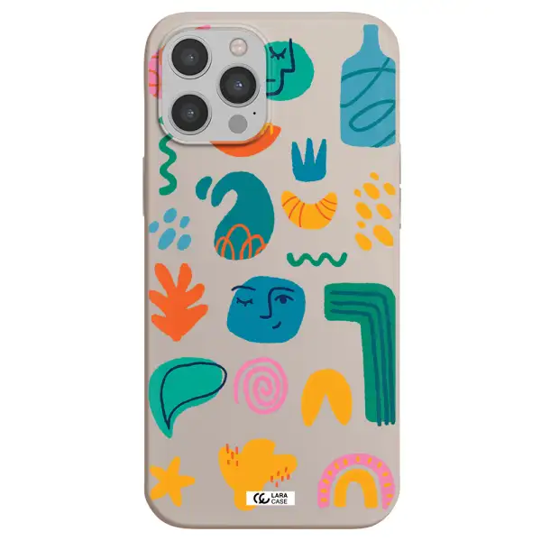 a collection of colorful shapes Apple iPhone 12 pro max Silicone Stone Case