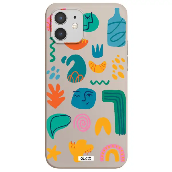 a collection of colorful shapes Apple iPhone 12 Silicone Stone Case