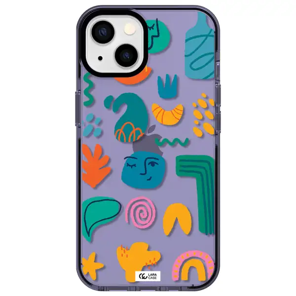 a collection of colorful shapes Apple iPhone 13 impact Lilac Case