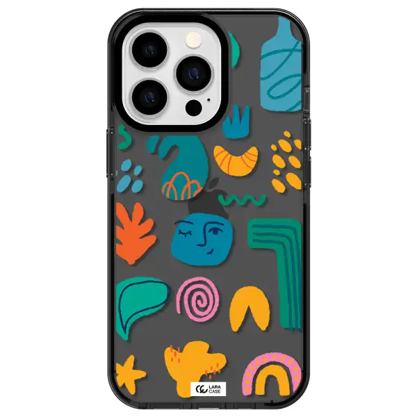 a collection of colorful shapes Apple iPhone 13 Pro impact Smoke Black Case