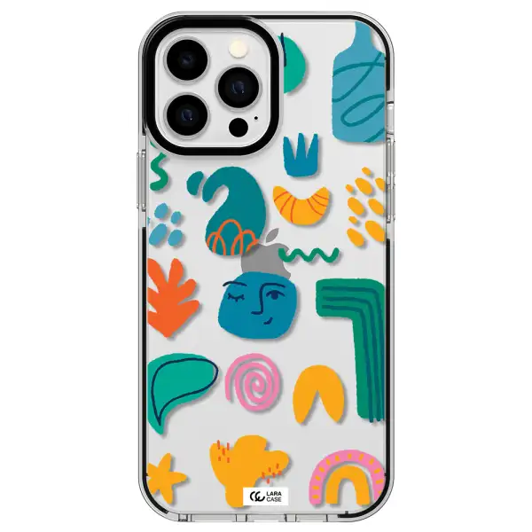 a collection of colorful shapes Apple iPhone 13 Pro Max impact black border Case