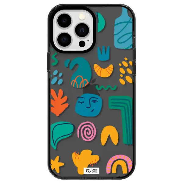 a collection of colorful shapes Apple iPhone 13 Pro Max impact Smoke Black Case