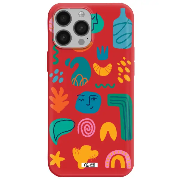 a collection of colorful shapes Apple iPhone 13 Pro Max Silicone Imperial Red Case