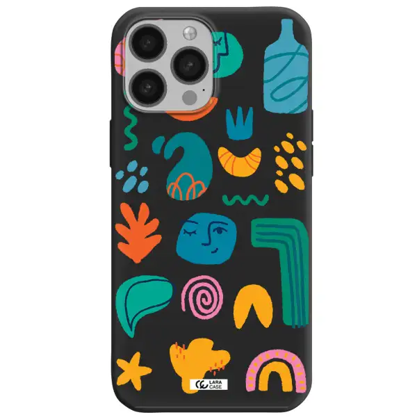 a collection of colorful shapes Apple iPhone 13 Pro Silicone black Case