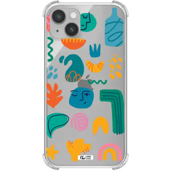 a collection of colorful shapes Apple iPhone 14 Clear PC Case