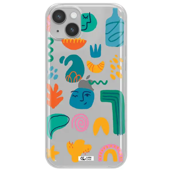 a collection of colorful shapes Apple iPhone 14 plus Clear TPU Case