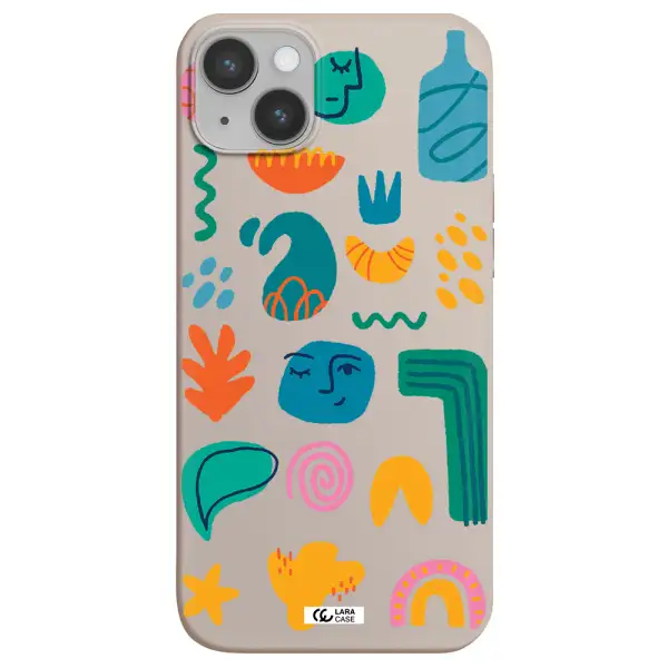 a collection of colorful shapes Apple iPhone 14 plus Silicone Stone Case