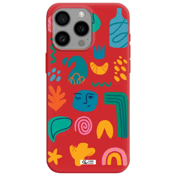 A Collection Of Colorful Shapes Apple Iphone 15 Pro Max Silicone Imperial Red Case