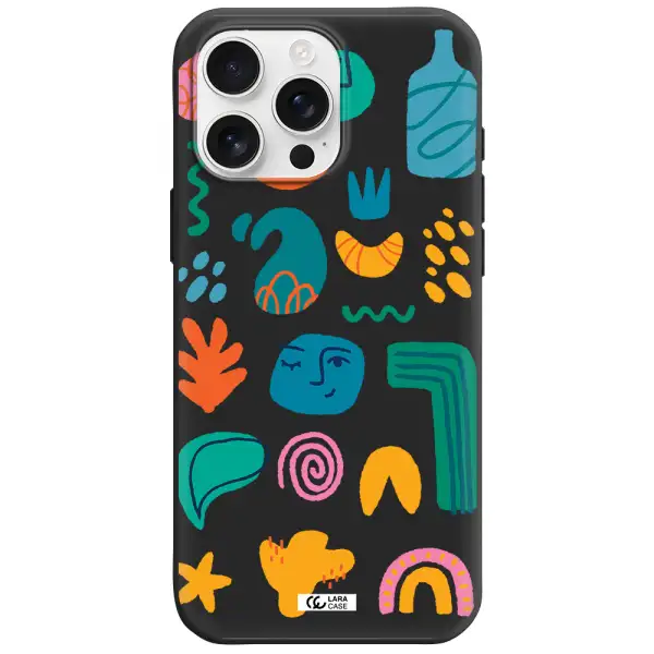 A Collection Of Colorful Shapes Apple Iphone 16 Pro Max Silicone Black Case