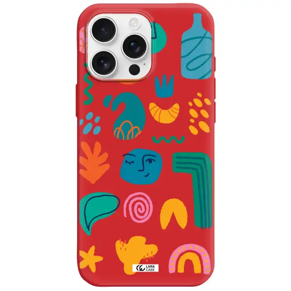 A Collection Of Colorful Shapes Apple Iphone 16 Pro Max Silicone Imperial Red Case