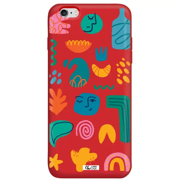 a collection of colorful shapes Apple iPhone 6 plus Silicone Imperial Red Case