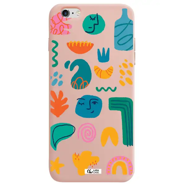 a collection of colorful shapes Apple iPhone 6 plus Silicone pastel pink Case