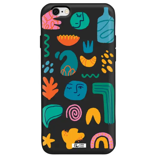 a collection of colorful shapes Apple iPhone 6 Silicone black Case