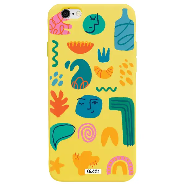 a collection of colorful shapes Apple iPhone 6 Silicone canary yellow Case