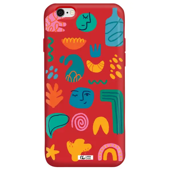 a collection of colorful shapes Apple iPhone 6 Silicone Imperial Red Case