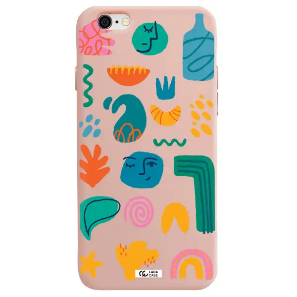 a collection of colorful shapes Apple iPhone 6 Silicone pastel pink Case