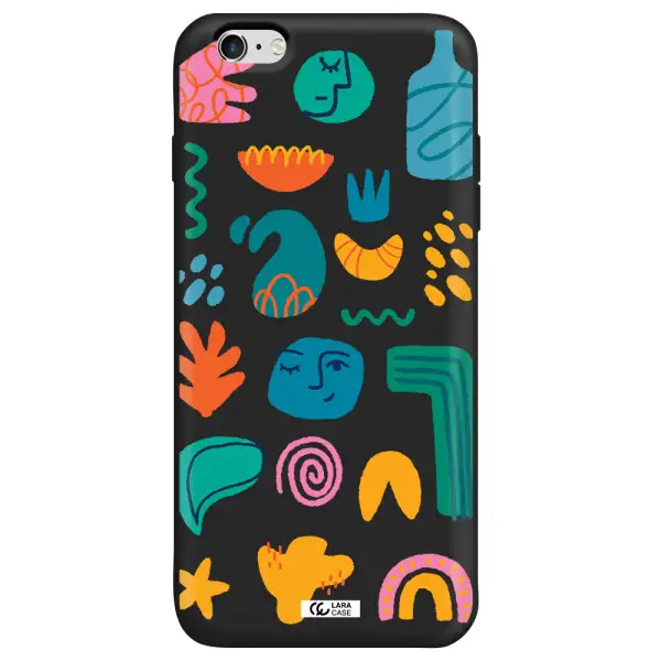 a collection of colorful shapes Apple iPhone 6S Silicone black Case