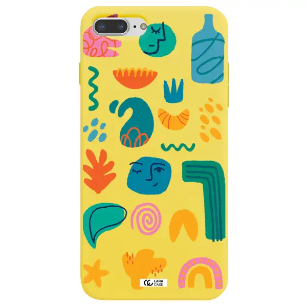 a collection of colorful shapes Apple iPhone 7 plus Silicone canary yellow Case