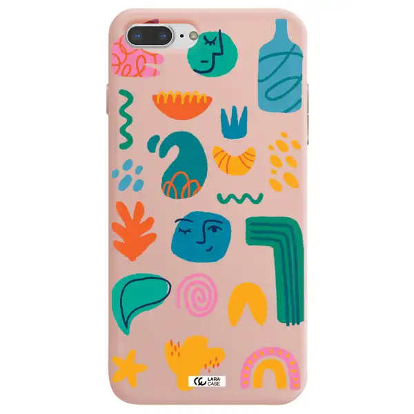 a collection of colorful shapes Apple iPhone 7 plus Silicone pastel pink Case