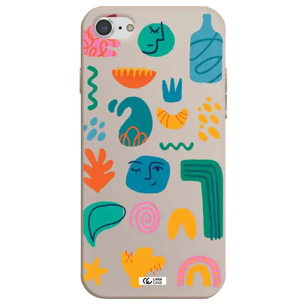 a collection of colorful shapes Apple iPhone 7 Silicone Stone Case