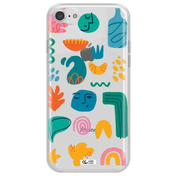 a collection of colorful shapes Apple iPhone 8 Clear TPU Case