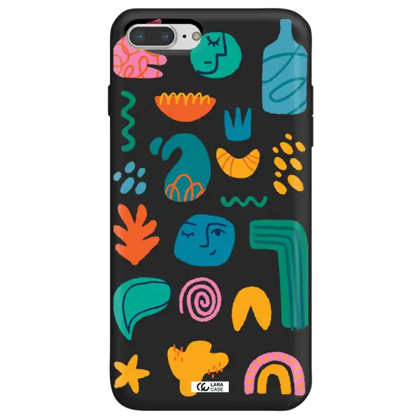 a collection of colorful shapes Apple iPhone 8 plus Silicone black Case