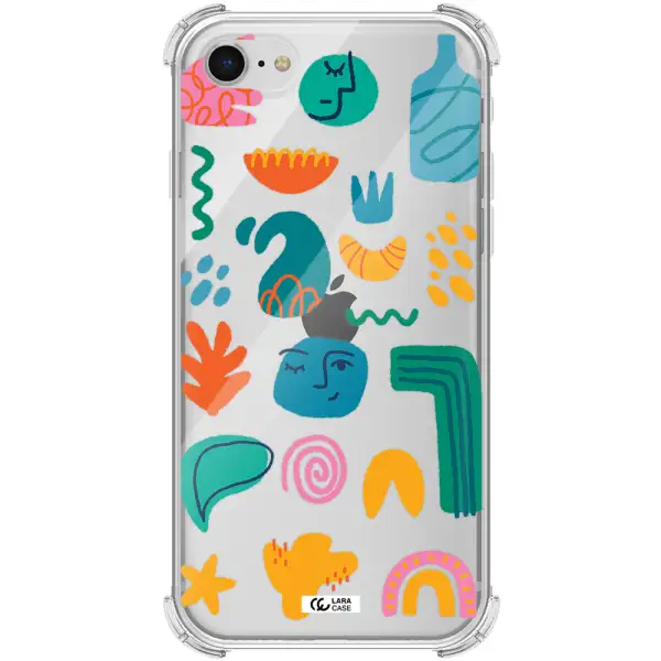 a collection of colorful shapes Apple iPhone se 2020 Clear PC Case