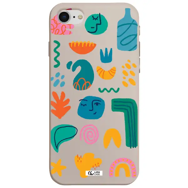 a collection of colorful shapes Apple iPhone se 2020 Silicone Stone Case