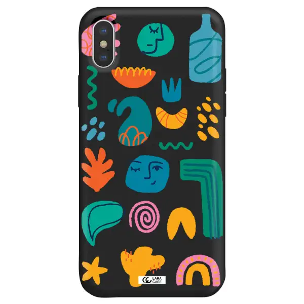 a collection of colorful shapes Apple iPhone X Silicone black Case