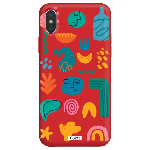 a collection of colorful shapes Apple iPhone X Silicone Imperial Red Case