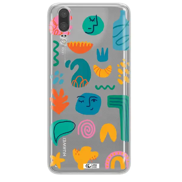 a collection of colorful shapes Huawei P20 Clear TPU Case