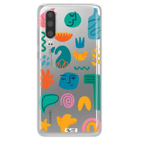 a collection of colorful shapes Huawei P30 Clear TPU Case