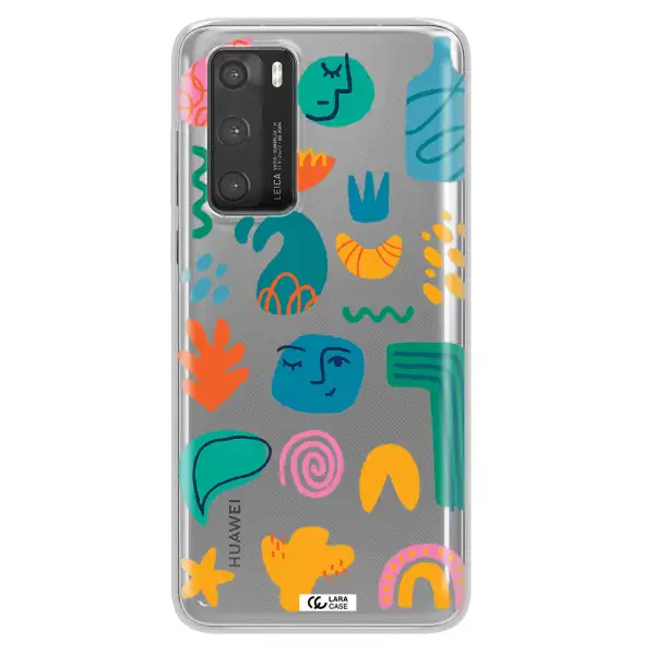 a collection of colorful shapes Huawei P40 Clear TPU Case