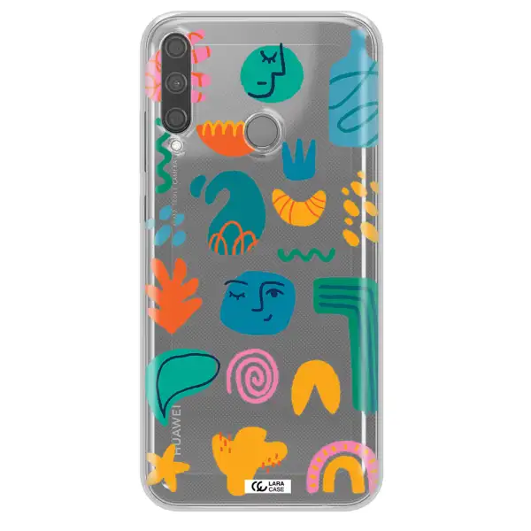 a collection of colorful shapes Huawei P40 Lite E Clear TPU Case