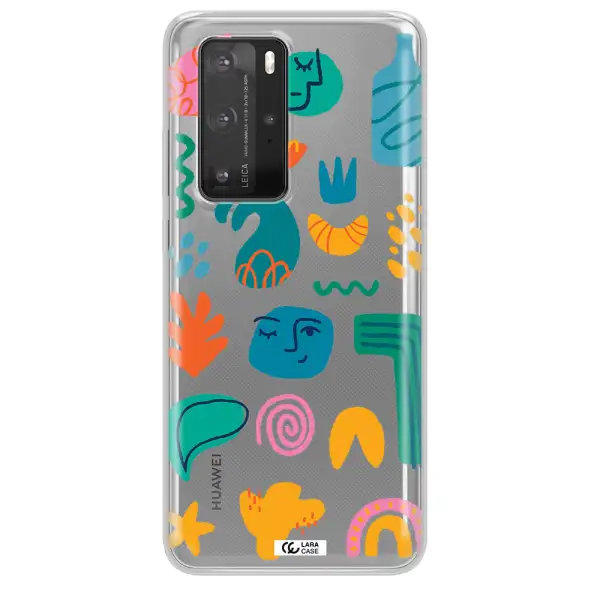 a collection of colorful shapes Huawei P40 Pro Clear TPU Case