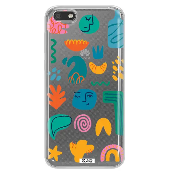 a collection of colorful shapes Huawei Y5 2018 Clear TPU Case