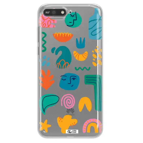 a collection of colorful shapes Huawei Y6 2018 Clear TPU Case