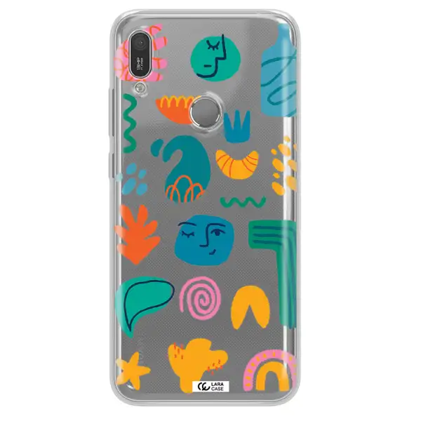 a collection of colorful shapes Huawei Y6 2019 Clear TPU Case