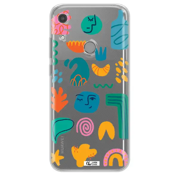 a collection of colorful shapes Huawei Y6S Clear TPU Case