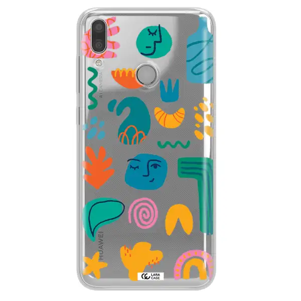 a collection of colorful shapes Huawei Y7 2019 Clear TPU Case