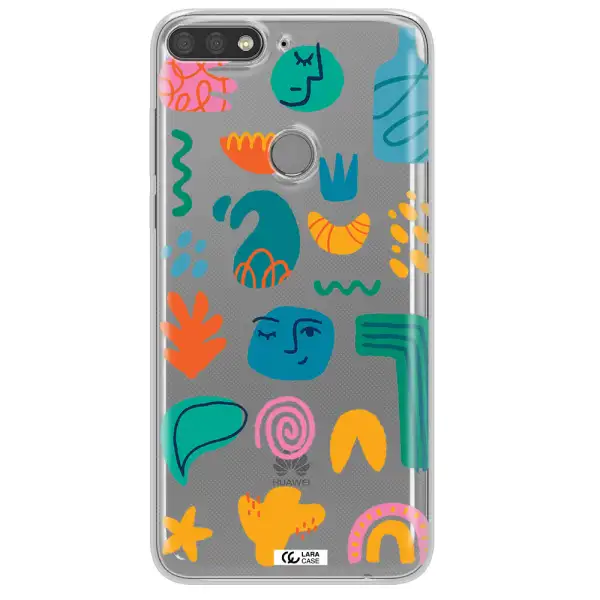 a collection of colorful shapes Huawei Y7 Prime 2018 Clear TPU Case
